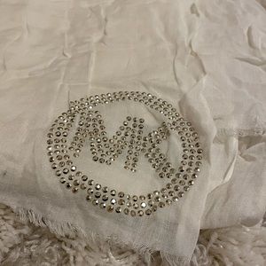 NEW Micheal Kors white linen and gold beaded scarf